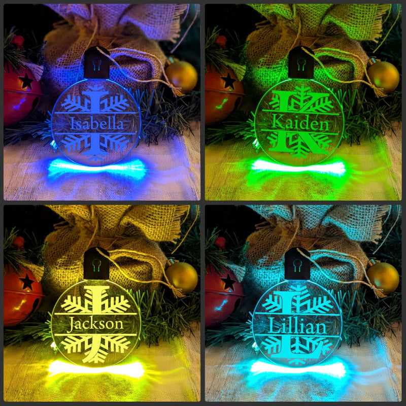 Monogram Initial I, J, K, L  Personalised Name Christmas Bauble Decoration  colour changing 