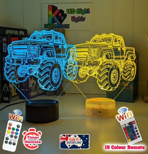 Monster Truck Big Dirt Personalised Name 3D LED Night Light Lamp - KustomboxNight Lights & Ambient LightingKustomboxStandard Size - No Name