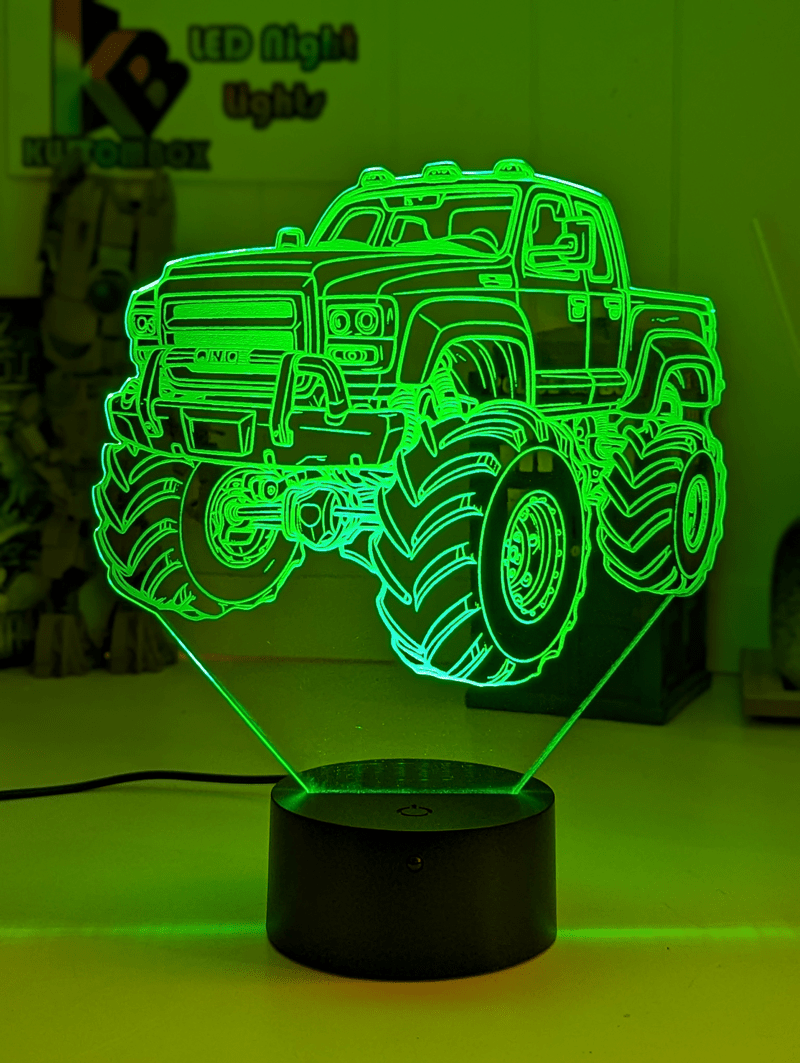 Monster Truck Big Dirt Personalised Name 3D LED Night Light Lamp - KustomboxNight Lights & Ambient LightingKustomboxStandard Size - No Name