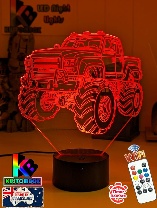 Monster Truck Big Dirt Personalised Name 3D LED Night Light Lamp - KustomboxNight Lights & Ambient LightingKustomboxStandard Size - No Name