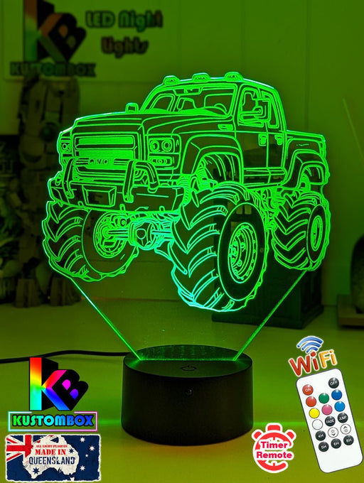 Monster Truck Big Dirt Personalised Name 3D LED Night Light Lamp - KustomboxNight Lights & Ambient LightingKustomboxStandard Size - No Name