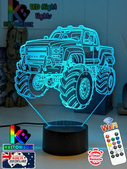Monster Truck Big Dirt Personalised Name 3D LED Night Light Lamp - KustomboxNight Lights & Ambient LightingKustomboxStandard Size - No Name