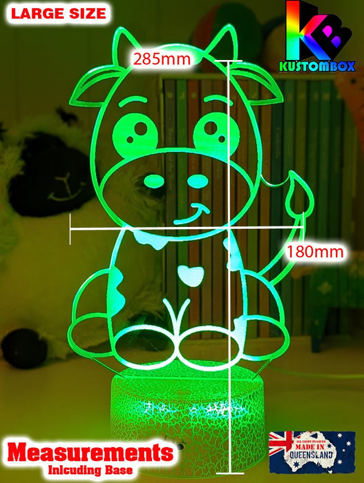 Moo Cow Personalised 3D LED Night Light Childrens Lamp - KustomboxNight Lights & Ambient LightingKustomboxStandard Size - No Name