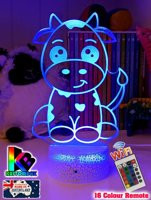 Moo Cow Personalised 3D LED Night Light Childrens Lamp - KustomboxNight Lights & Ambient LightingKustomboxStandard Size - No Name