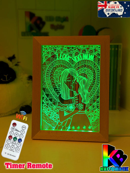 Mother and Daughter Personalised Name Timber Frame USB 3D LED Night Light Lamp - KustomboxNight Lights & Ambient LightingKustomboxTimber Frame Light - $34.99