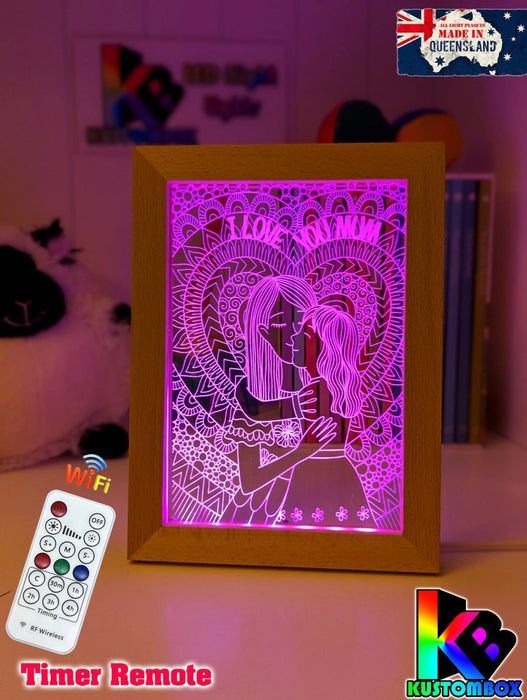 Mother and Daughter Personalised Name Timber Frame USB 3D LED Night Light Lamp - KustomboxNight Lights & Ambient LightingKustomboxTimber Frame Light - $34.99