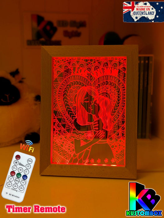 Mother and Daughter Personalised Name Timber Frame USB 3D LED Night Light Lamp - KustomboxNight Lights & Ambient LightingKustomboxTimber Frame Light - $34.99