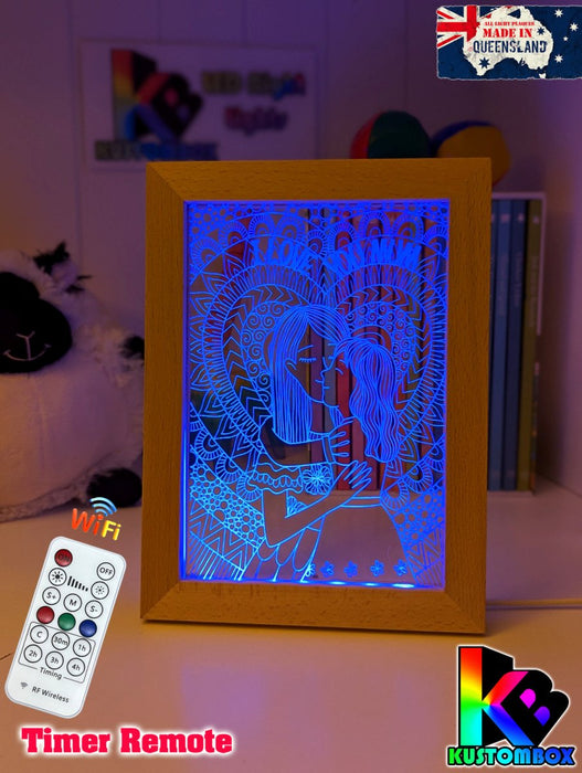 Mother and Daughter Personalised Name Timber Frame USB 3D LED Night Light Lamp - KustomboxNight Lights & Ambient LightingKustomboxTimber Frame Light - $34.99