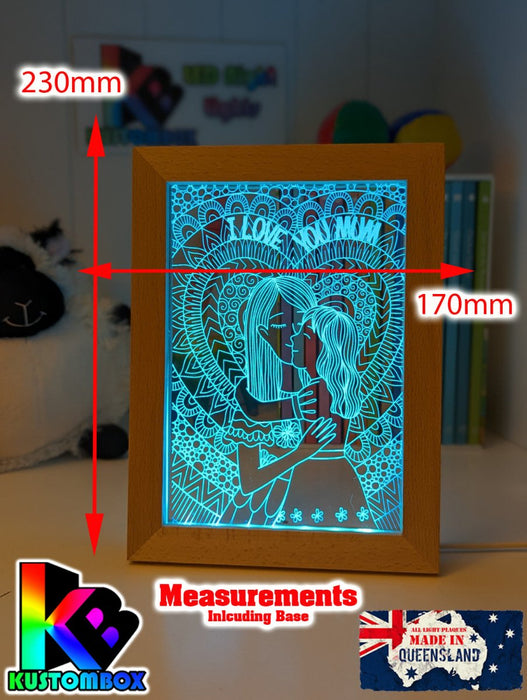 Mother and Daughter Personalised Name Timber Frame USB 3D LED Night Light Lamp - KustomboxNight Lights & Ambient LightingKustomboxTimber Frame Light - $34.99