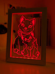 Mother Cat & Baby Kitten - Personalised Name Timber Frame USB 3D LED Night Light Lamp - KustomboxNight Lights & Ambient LightingKustomboxTimber Frame Light - $34.99