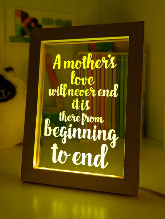 A Mothers Love Will Never End Motivational Quote 3D LED Night Light