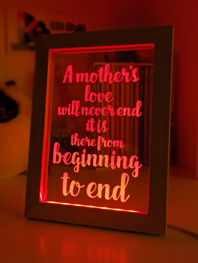 A Mothers Love Will Never End Motivational Quote 3D LED Night Light