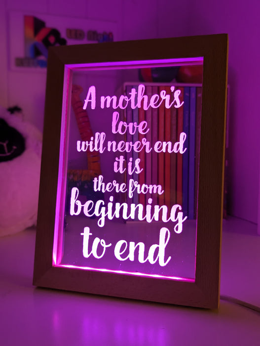 A Mothers Love Will Never End Motivational Quote 3D LED Night Light