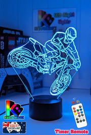 Motorbike Moto Cross Dirt Bike Rider 3D LED Night Light Lamp - KustomboxNight Lights & Ambient LightingKustomboxStandard SizeWhite Crack Base