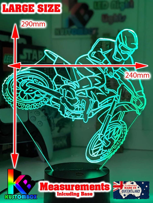 Motorbike Moto Cross Dirt Bike Rider 3D LED Night Light Lamp - KustomboxNight Lights & Ambient LightingKustomboxStandard SizeWhite Crack Base