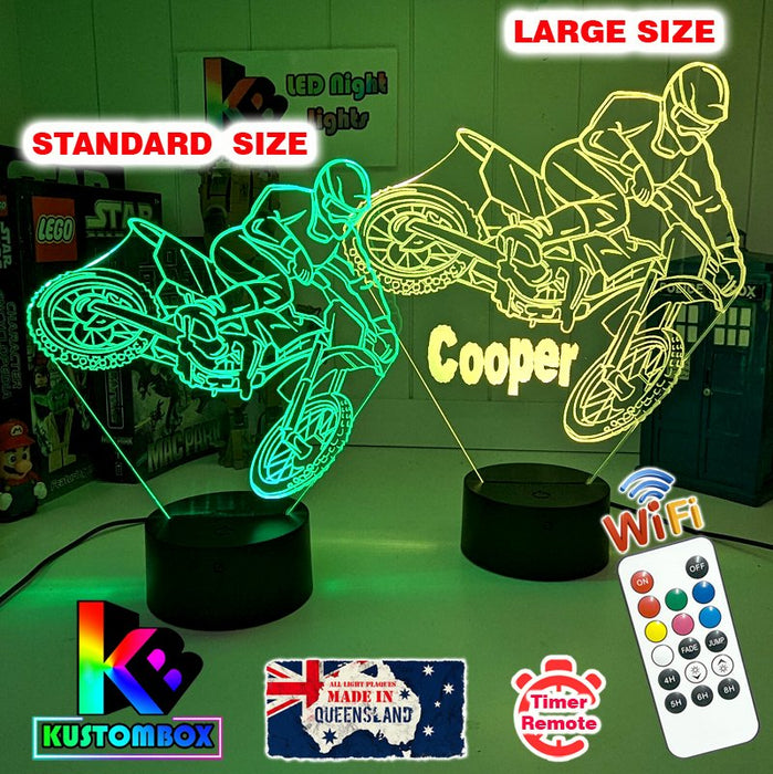 Motorbike Moto Cross Dirt Bike Rider 3D LED Night Light Lamp - KustomboxNight Lights & Ambient LightingKustomboxStandard SizeWhite Crack Base
