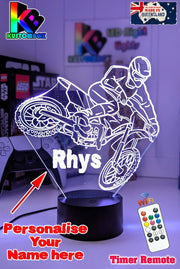 Motorbike Moto Cross Dirt Bike Rider 3D LED Night Light Lamp - KustomboxNight Lights & Ambient LightingKustomboxStandard SizeWhite Crack Base