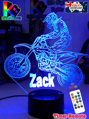 Motorcross Dirt Bike Motor Personalised 3D LED Night Light - KustomboxNight Lights & Ambient LightingKustomboxStandard Size No NameWhite Crack Base