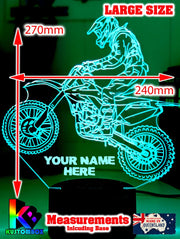 Motorcross Dirt Bike Motor Personalised 3D LED Night Light - KustomboxNight Lights & Ambient LightingKustomboxStandard Size No NameWhite Crack Base