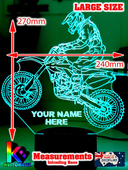 Motorcross Dirt Bike Motor Personalised 3D LED Night Light - KustomboxNight Lights & Ambient LightingKustomboxStandard Size No NameWhite Crack Base