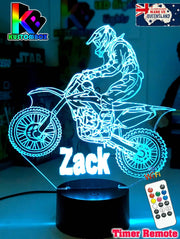 Motorcross Dirt Bike Motor Personalised 3D LED Night Light - KustomboxNight Lights & Ambient LightingKustomboxStandard Size No NameWhite Crack Base