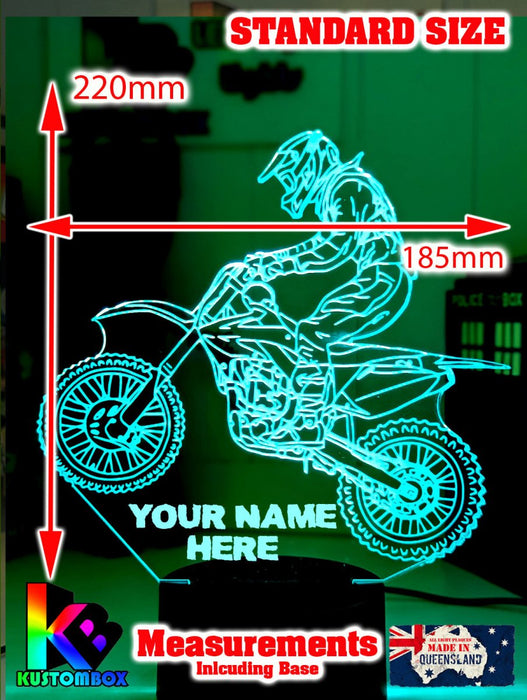 Motorcross Dirt Bike Motor Personalised 3D LED Night Light - KustomboxNight Lights & Ambient LightingKustomboxStandard Size No NameWhite Crack Base