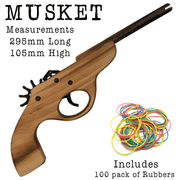 Musket Hand Pistol Wooden Rubber Band Gun & Classic Wooden Toy Guns - KustomboxToys & GamesKustombox1 x Musket Gun