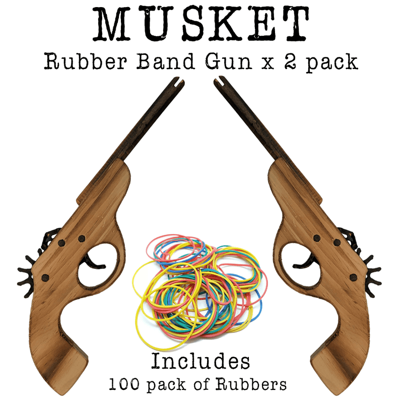Musket Hand Pistol Wooden Rubber Band Gun & Classic Wooden Toy Guns - KustomboxToys & GamesKustombox1 x Musket Gun