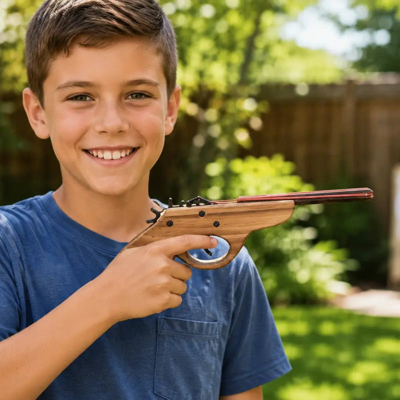 Musket Hand Pistol Wooden Rubber Band Gun
