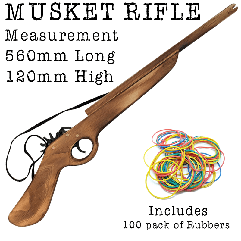 Musket Rifle Long Handle Wooden Rubber Band Gun Classic Wooden Toy Fun - KustomboxToys & GamesKustomboxMusket Rifle x 1 pc