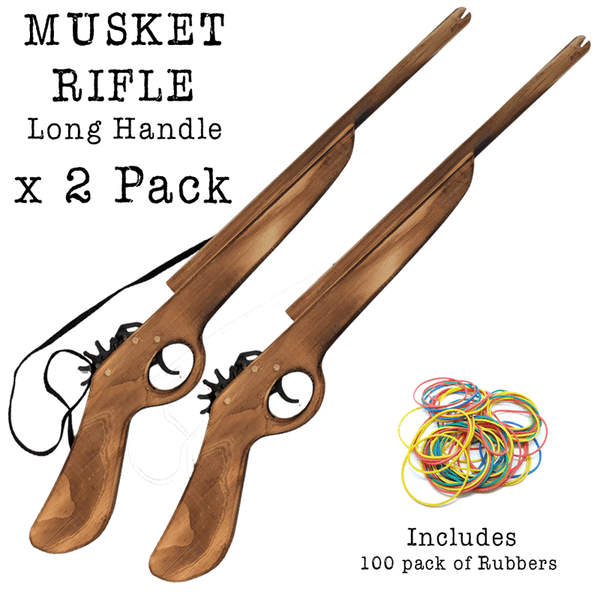 Musket Rifle Long Handle Wooden Rubber Band Gun Classic Wooden Toy Fun - KustomboxToys & GamesKustomboxMusket Rifle x 1 pc