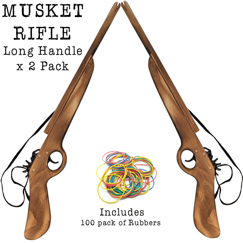 Musket Rifle Long Handle Wooden Rubber Band Gun Classic Wooden Toy Fun - KustomboxToys & GamesKustomboxMusket Rifle x 1 pc