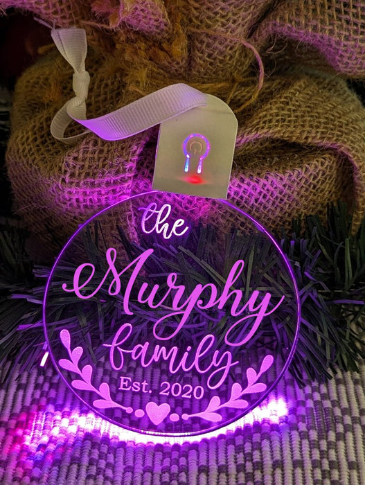 My Family Name Established Personalised Christmas Bauble Decoration - KustomboxNight Lights & Ambient LightingKustomboxBauble - Standard Size