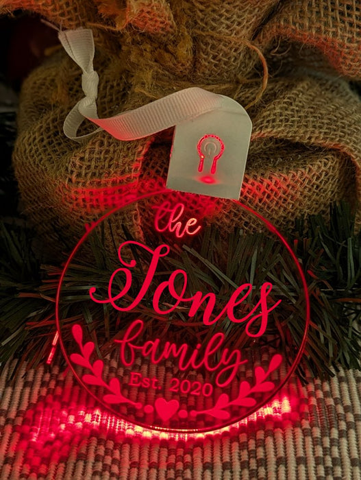 My Family Name Established Personalised Christmas Bauble Decoration - KustomboxNight Lights & Ambient LightingKustomboxBauble - Standard Size