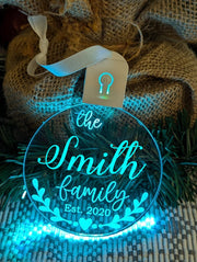 My Family Name Established Personalised Christmas Bauble Decoration - KustomboxNight Lights & Ambient LightingKustomboxBauble - Standard Size