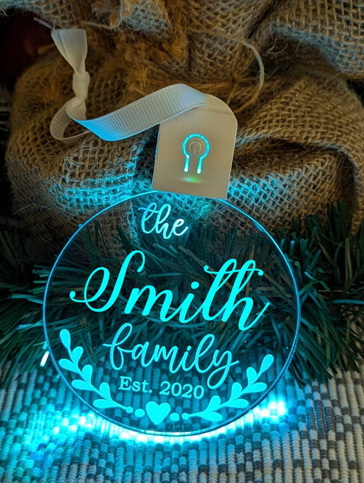 My Family Name Established Personalised Christmas Bauble Decoration - KustomboxNight Lights & Ambient LightingKustomboxBauble - Standard Size