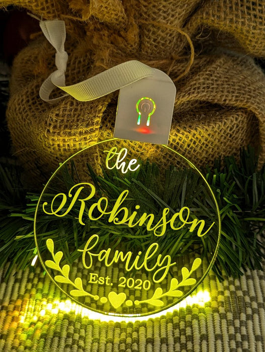 My Family Name Established Personalised Christmas Bauble Decoration - KustomboxNight Lights & Ambient LightingKustomboxBauble - Standard Size