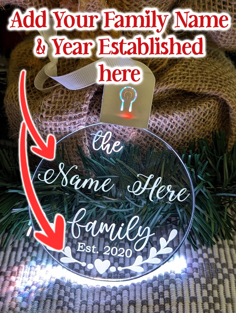 My Family Name Established Personalised Christmas Bauble Decoration - KustomboxNight Lights & Ambient LightingKustomboxBauble - Standard Size