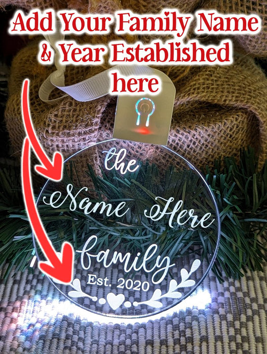 My Family Name Established Personalised Christmas Bauble Decoration - KustomboxNight Lights & Ambient LightingKustomboxBauble - Standard Size