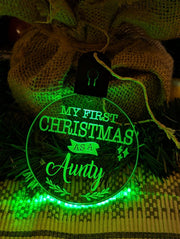 My First Christmas as a Aunty Personalised Bauble Light Decoration - KustomboxNight Lights & Ambient LightingKustomboxBauble - Standard Size