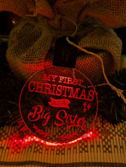 My First Christmas as a Big Sister Personalised Bauble Light Decoration - KustomboxNight Lights & Ambient LightingKustomboxBauble - Standard Size