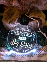 My First Christmas as a Big Sister Personalised Bauble Light Decoration - KustomboxNight Lights & Ambient LightingKustomboxBauble - Standard Size
