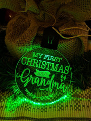My First Christmas as a Grandma Personalised Name Tree Bauble Light Decoration - KustomboxNight Lights & Ambient LightingKustomboxBauble - Standard Size