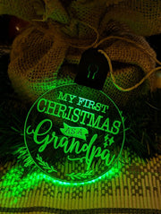 My First Christmas as a Grandpa Personalised Name Tree Bauble Light Decoration - KustomboxNight Lights & Ambient LightingKustomboxBauble - Standard Size