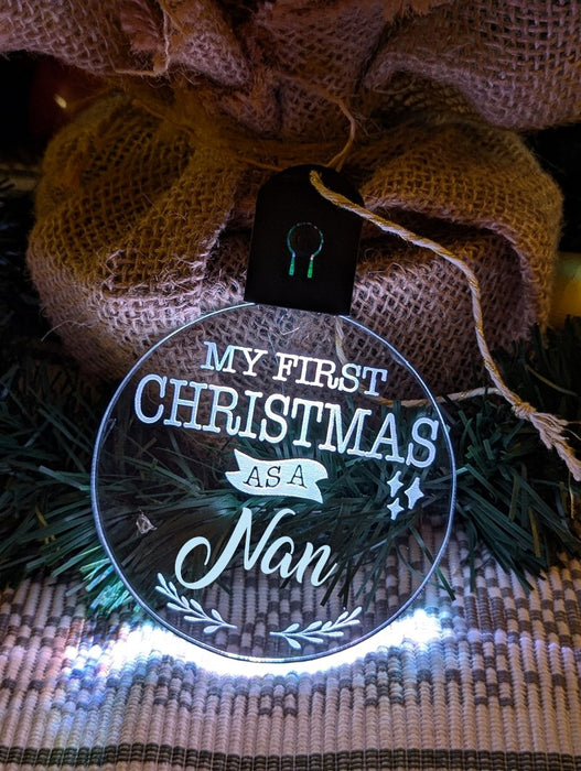 My First Christmas as a Nan Personalised Bauble Light Decoration - KustomboxNight Lights & Ambient LightingKustomboxBauble - Standard Size