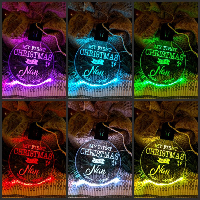 My First Christmas as a Nan Personalised Bauble Light Decoration - KustomboxNight Lights & Ambient LightingKustomboxBauble - Standard Size