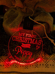 My First Christmas as a Poppy Personalised Bauble Light Decoration - KustomboxNight Lights & Ambient LightingKustomboxBauble - Standard Size