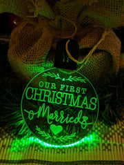 My First Christmas Married Personalised Name Tree Bauble Light Decoration - KustomboxNight Lights & Ambient LightingKustomboxBauble - Standard Size