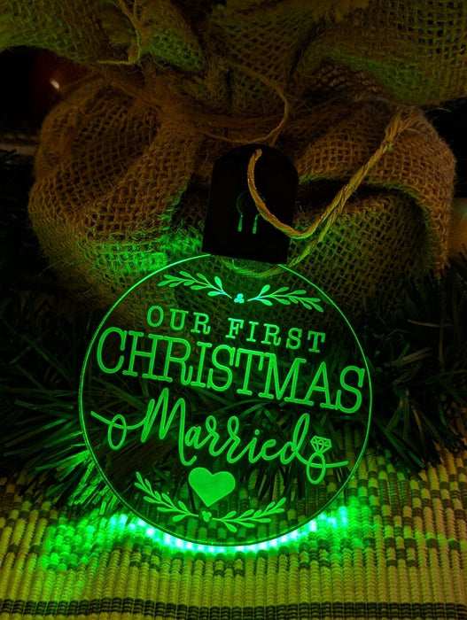 My First Christmas Married Personalised Name Tree Bauble Light Decoration - KustomboxNight Lights & Ambient LightingKustomboxBauble - Standard Size