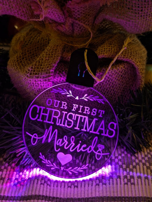 My First Christmas Married Personalised Name Tree Bauble Light Decoration - KustomboxNight Lights & Ambient LightingKustomboxBauble - Standard Size